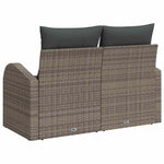 Garden Sofa with Cushion Grey 124 x 62 x 69cm Poly Rattan 42006744