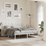 Metal Bed Frame without Mattress with Headboard White 150x200cm 376179