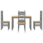 ZNTS 5 Piece Dining Set Panama Grey Solid Wood Pine 3345198