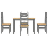 ZNTS 5 Piece Dining Set Panama Grey Solid Wood Pine 3345198