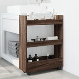 Narrow Storage Trolley 3 Tier Brown Oak Engineered Wood 855256
