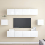 ZNTS 6 Piece TV Cabinet Set High Gloss White Engineered Wood 3079313