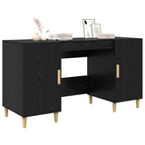 Desk with Shelf Black Oak 140 x 50 x 75 cm Engineered Wood 886236