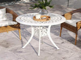 78 cm Round Garden Dining Table with Parasol Hole Antique Cast Aluminium Outdoor Table Only, White T3398P317619