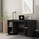 ZNTS Desk Black 140x50x75 cm Solid Wood Pine 814328