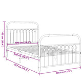 Metal Bed Frame without Mattress with Footboard Black 100x200cm 376613