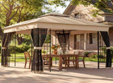 Outsunny 3 x 3 m Outdoor Garden Gazebo with Post Shelves, UPF50 Double Roof Patio Permanent T3398P554965