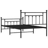 Metal Bed Frame without Mattress with Footboard Black 107x203cm 353551
