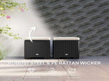 Set of 2 Rattan Storage Ottoman, Outdoor Footstool with Removable Cushions, Garden Storage Seat for T3398P323784