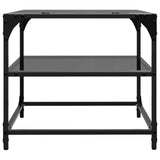 Coffee Tables with Black Glass Top 2 pcs 50x50x45 cm Steel 846009