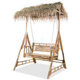 ZNTS 2-Seater Swing Bench with Palm Leaves Bamboo 202 cm 43712