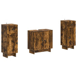 2 Piece Bathroom Cabinet Set EDE Smoked Oak Engineered Wood 3417986