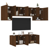 6 Piece TV Wall Units Brown Oak Engineered Wood 3216445