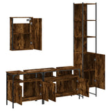 4 Piece Bathroom Furniture Set Smoked Oak Engineered Wood 3214807