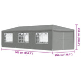 Party Tent 900 x 300 x 255 cm Light Grey PE and Steel 42033001