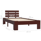 Bed Frame without Mattress Dark Brown Solid Pine Wood 100x200 cm 283173