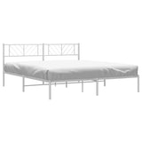 Metal Bed Frame without Mattress with Headboard White 193x203cm 372234