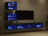TV Wall Units with LED with LED 5 pcs Black Oak Engineered Wood 3402961