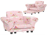 2 Piece Kids Sofa Set with Unicorn Design, Wooden Frame, for 1.5-3 Years Old, Pink T3398P347658
