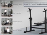 Adjustable Weight Bench, Foldable Bench, with Barbell Rack, Black T3398P349219