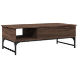 ZNTS Coffee Table Brown Oak 100x50x35 cm Engineered Wood and Metal 845395