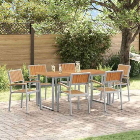 Garden Dining Set 7 pcs Grey and brown 160 x 80 x 75 cm 3284354