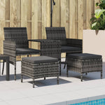 ZNTS Garden Sofa 2-Seater with Table and Stools Grey Poly Rattan 317627