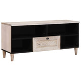 TV Cabinet Bleached White 100 x 33 x 46 cm Solid Mango Wood 4018132