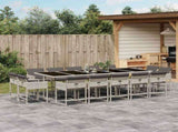 15 Piece Garden Dining Set with Cushions Light Grey Poly Rattan 3211415