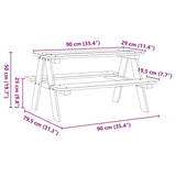 Children's Table with Benches IRUN 90x79.5x50 cm Solid Wood 42000163