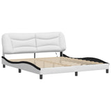 Bed Frame with LED without Mattress "Hvar" White and Black 180x200 cm 3213954