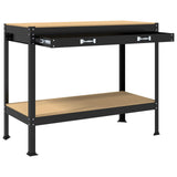 Workbench Black 114 x 54 x 91 cm Engineered Wood and Metal 42020126