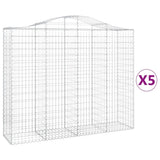 Arched Gabion Baskets 5 pcs 200x50x160/180 cm Galvanised Iron 3145706