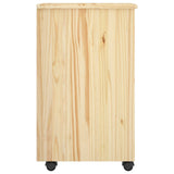Rolling Cabinet Brown 63.5 x 39 x 65.5 cm Solid Pine Wood 42032397