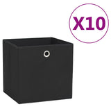 Storage Boxes 10 pcs Non-woven Fabric 28x28x28 cm Black 325189