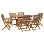 ZNTS 7 Piece Garden Dining Set Grey Polypropylene and Solid Wood 3281710