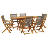 ZNTS 7 Piece Garden Dining Set Grey Polypropylene and Solid Wood 3281710