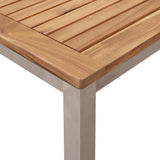 Dining Table 90x90x75 cm Solid Teak Wood and Stainless Steel 42006186
