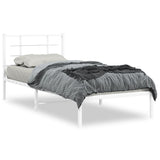 Metal Bed Frame without Mattress with Headboard White 90x200cm 355603