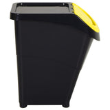 Stackable Waste Bins with Lids 3 pcs Black PP 120 L 364071