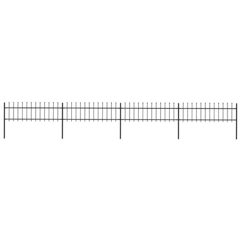 ZNTS Garden Fence with Spear Top Steel 6.8x0.6 m Black 277596