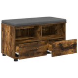 Hall Bench with Cushion with Drawer Smoked Oak 80 x 38 x 46 cm 891460