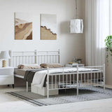Metal Bed Frame without Mattress with Footboard White 135x190cm 373757
