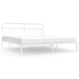 Bed Frame White Powder-Coated Steel 193 cm x 203 cm Industrial 352633