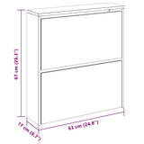 Shoe Cabinet with Mirror 2-Layer Black 63x17x67 cm 342629