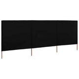 3-panel Wind Screen Fabric 400x160 cm Black 47152
