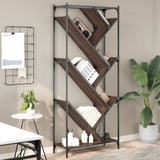 Bookcase Brown Oak 79x30x180 cm Engineered Wood and Metal 845435