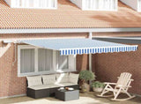 Retractable Awning Manual Blue and White 350 x 250 cm 3081614