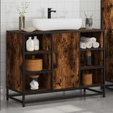 Bathroom Sink Cabinet Smoked Oak 80x33x60 cm Engineered Wood 849291