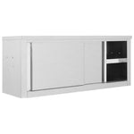 ZNTS Kitchen Wall Cabinet with Sliding Doors 120x40x50 cm Stainless Steel 51053